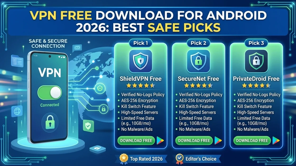 VPN Free Download for Android 2026 Best Safe Picks