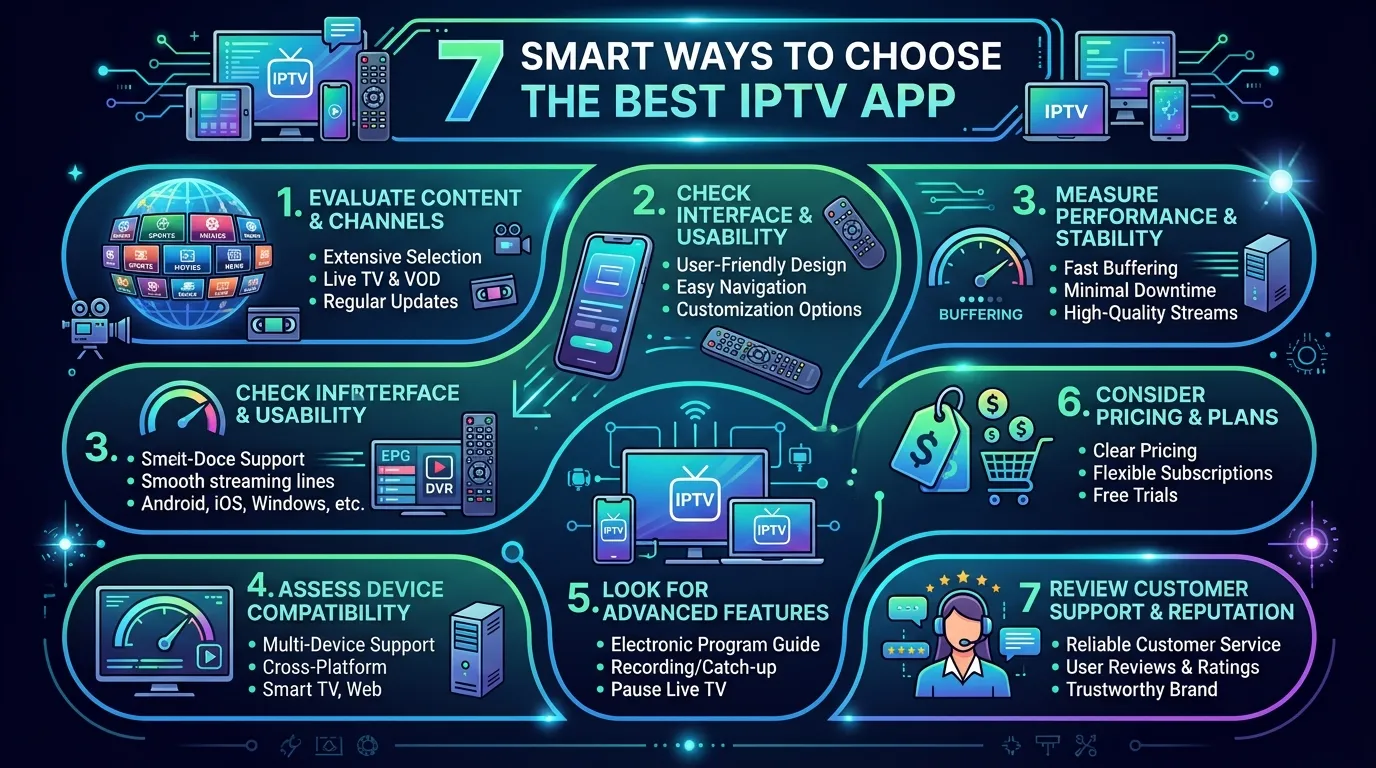 Best IPTV app displayed on a smart TV with a phone and remote