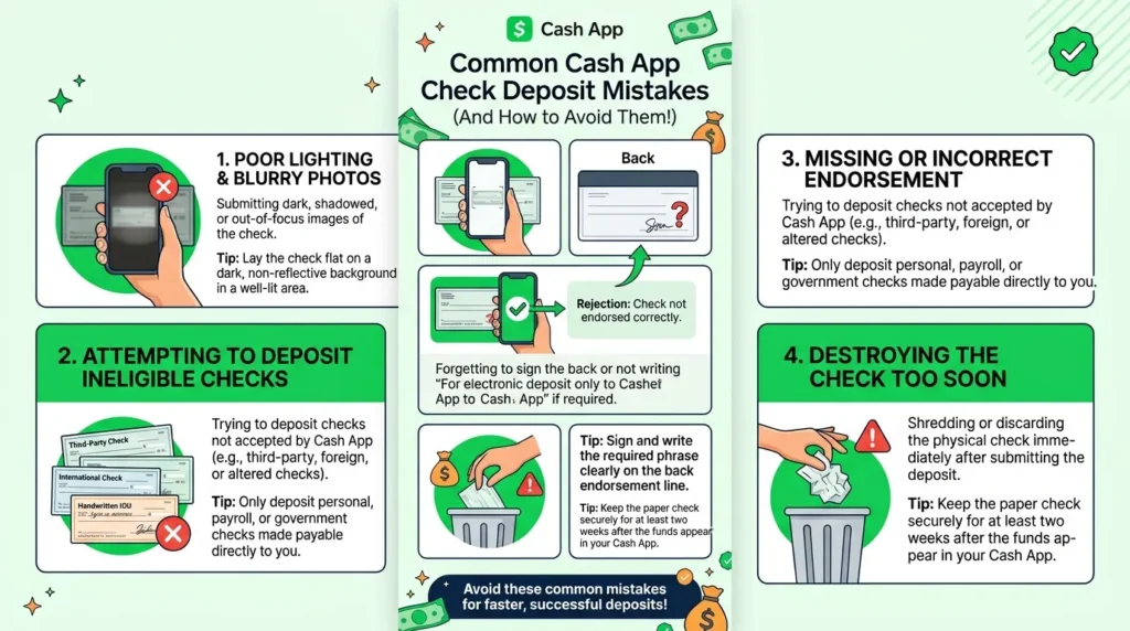 Common Cash App Check Deposit Mistakes