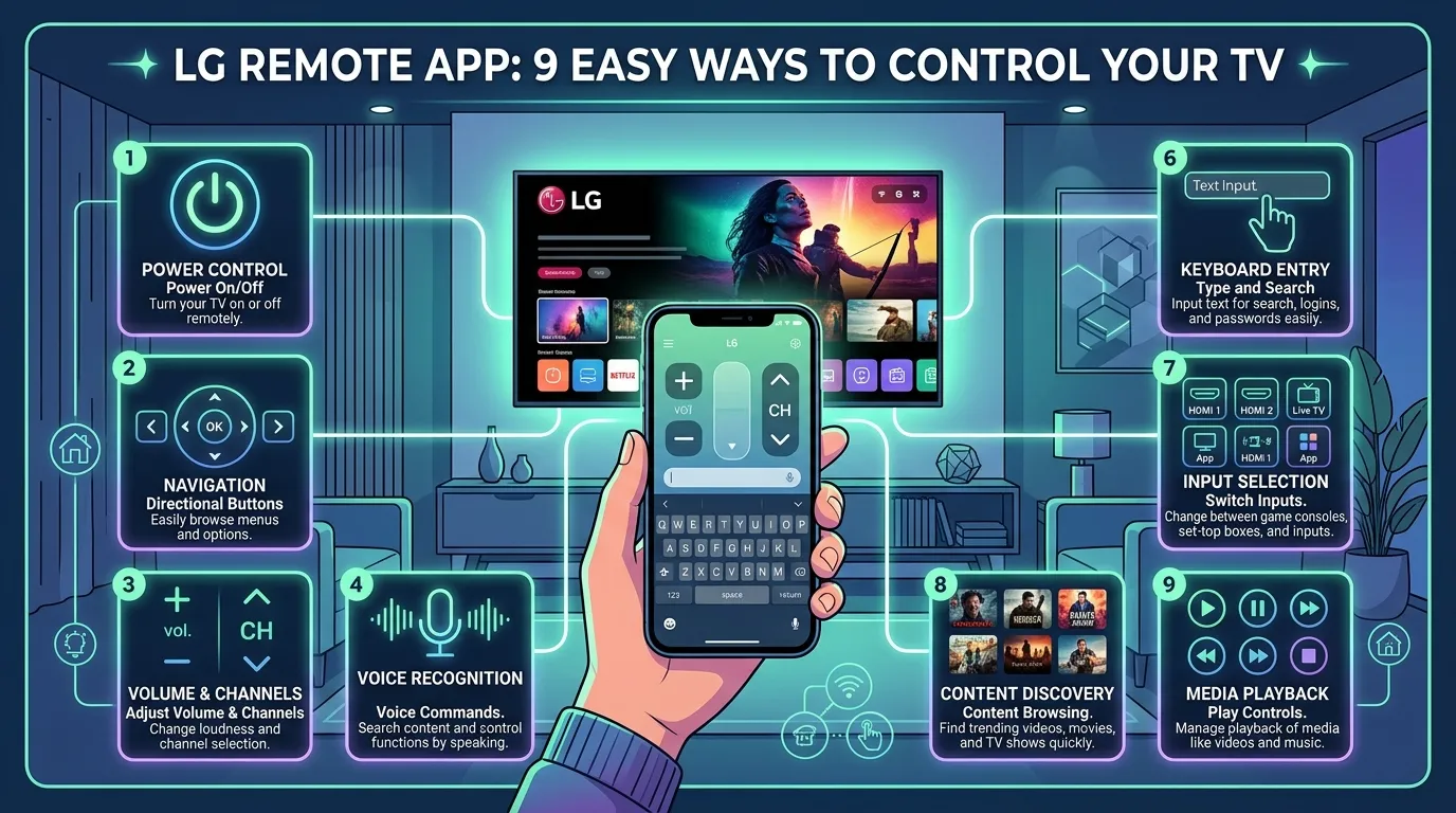 LG remote app controlling a smart TV from a smartphone