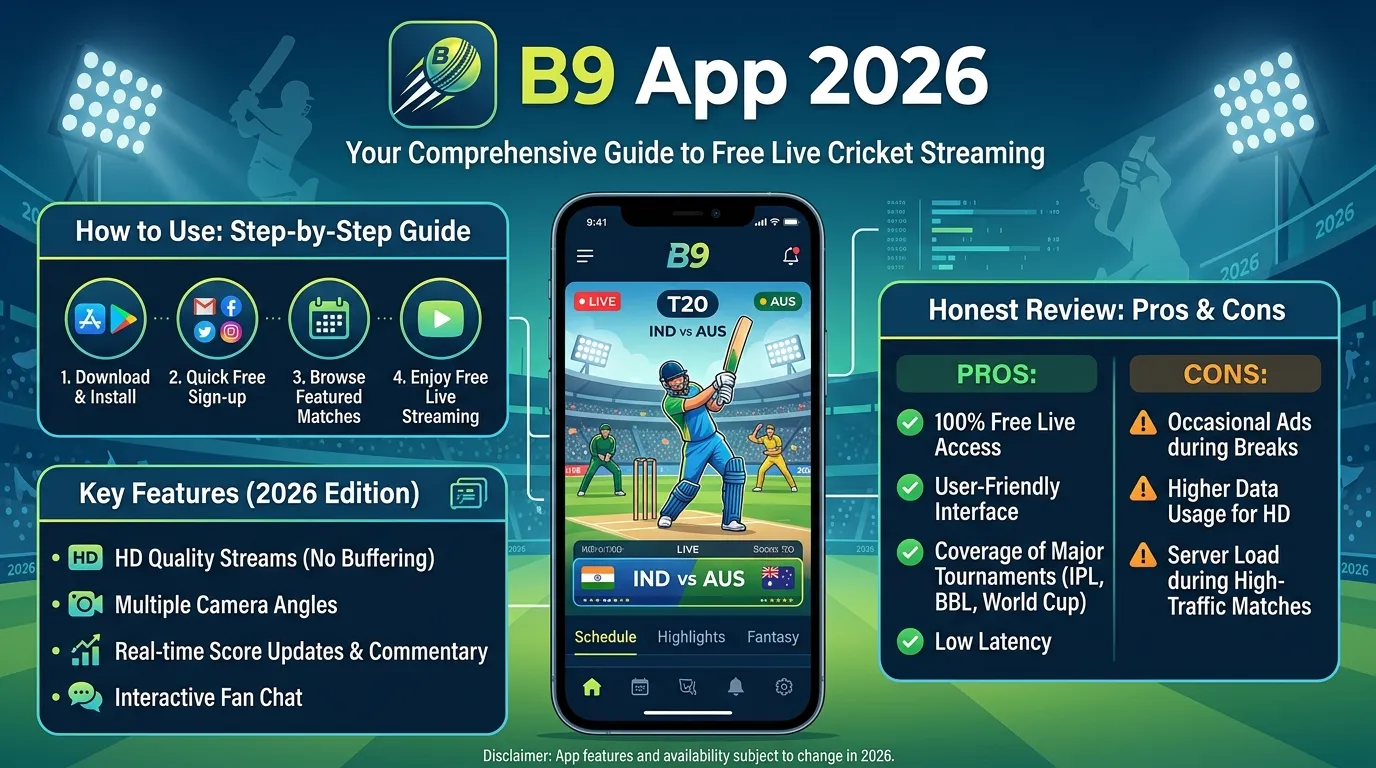 B9 App 2026 Free Live Cricket Streaming Guide & Review